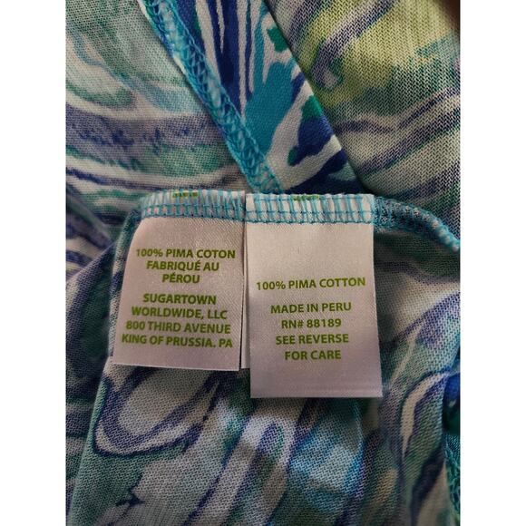 Lilly Pulitzer Pima Cotton XS Blouse Blue Waves - Picture 5 of 5